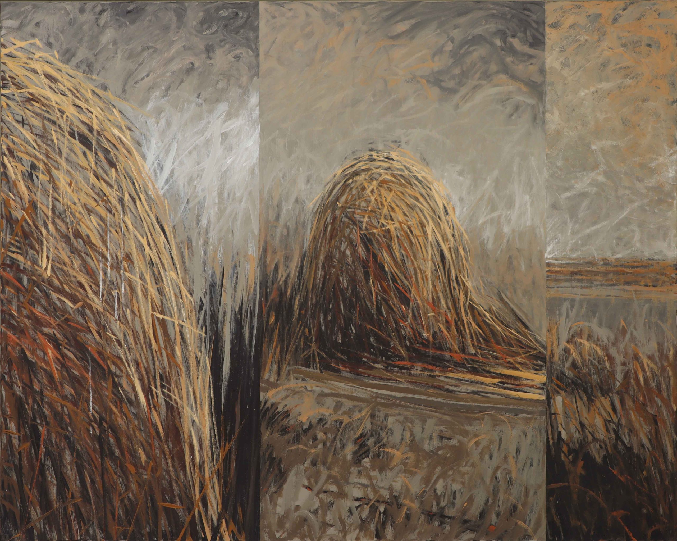 Des tas de roseaux, acrylique sur toile, 1985-1987