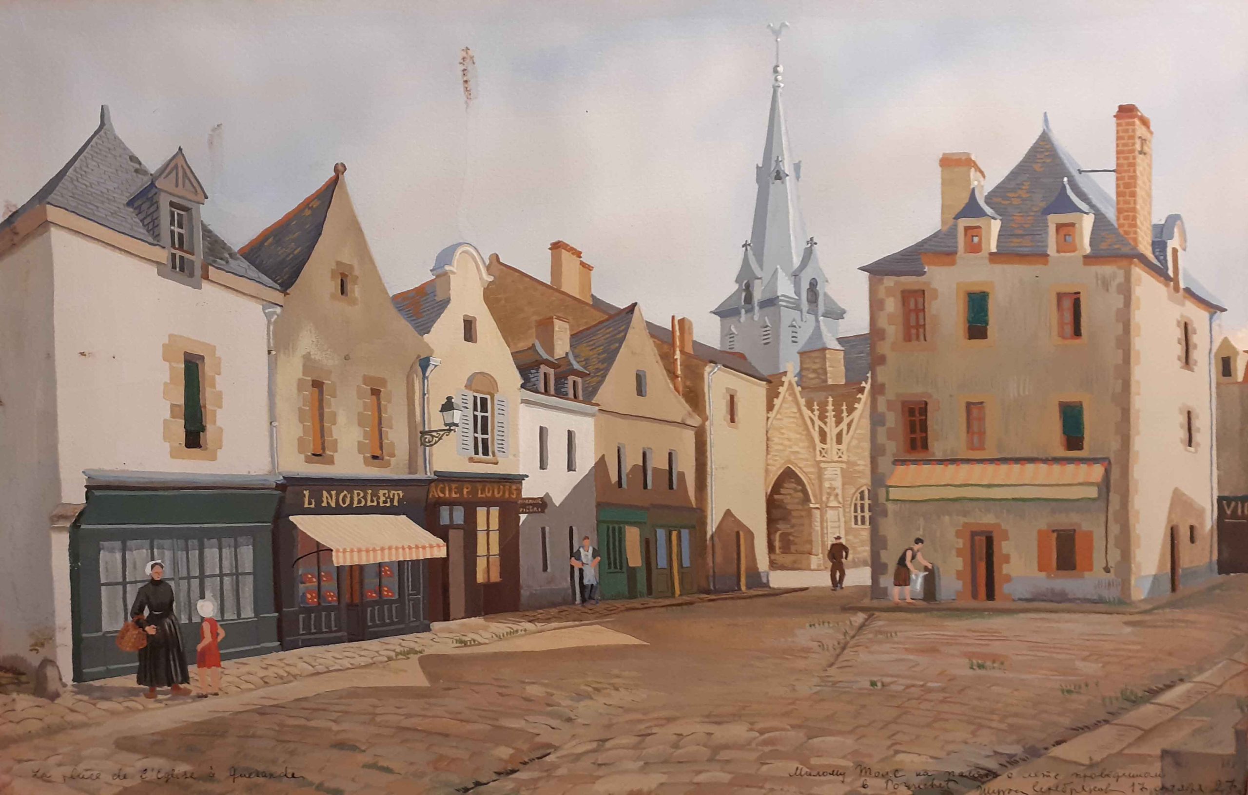 Place du Pilori de Aleksandr SEREBRIOKOV (1907-1995), gouache sur papier, 1927, H31 x l.48 (achat de gré à gré)