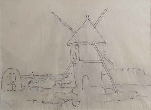 Moulins de DREZEUX, Ferdinand DU PUIGAUDEAU (1864-1930), encre sur calque, 1910-1930, H.21 x l.30 (achat en vente publique)